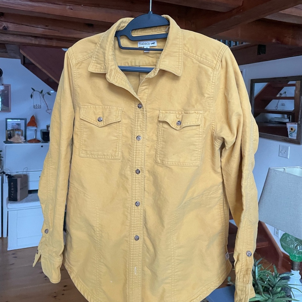 Toad&Co Women’s medium Yellow flannel chamois Shirt Jacket with pockets